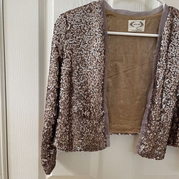 Joyfolie Mia Joy Gold Sequin Livvy Jacket Open Cardigan Girls Size 10 - Picture 2 of 14